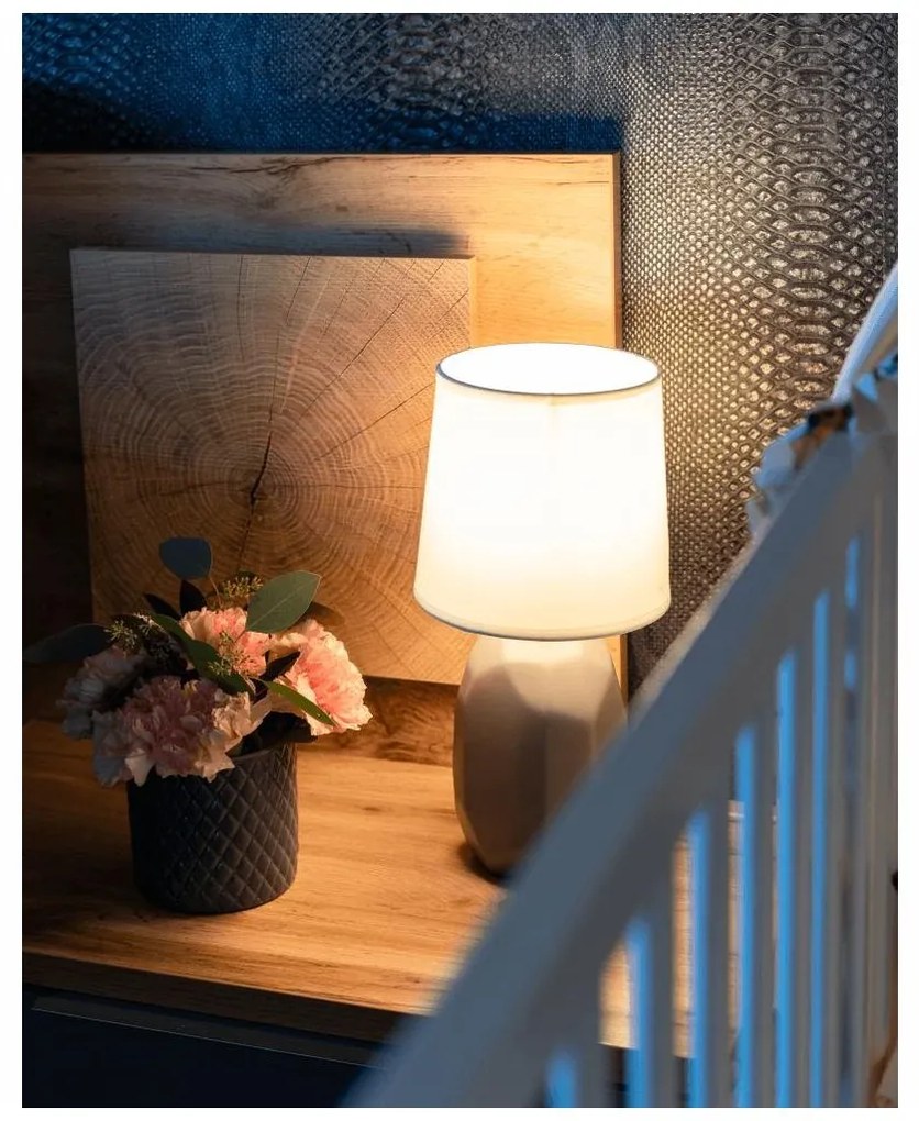 Keramická stolná lampa, sivohnedá taupe, QENNY TYP 3 AT15556