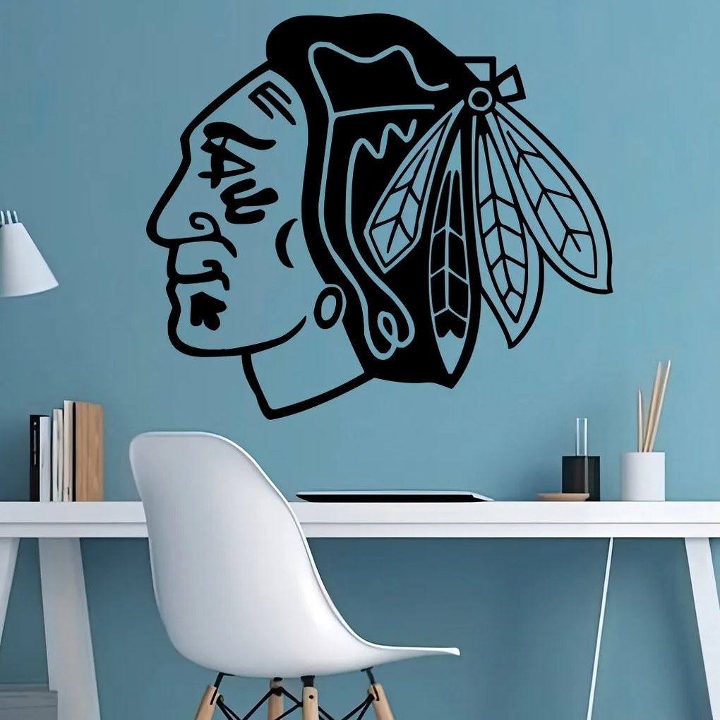 Veselá Stena Samolepka Hokejový tím Chicago Blackhawks Farba: černá, Veľkosť: 60 x 52 cm