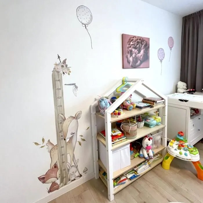 Lesné zvieratká - nálepka meter na stenu pre deti