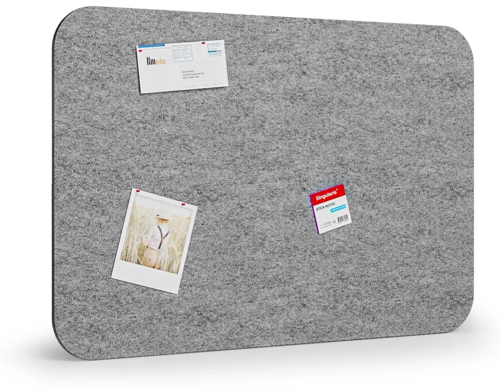 Akustická nástenka 120x80 cm, okrúhle rohy, sivá