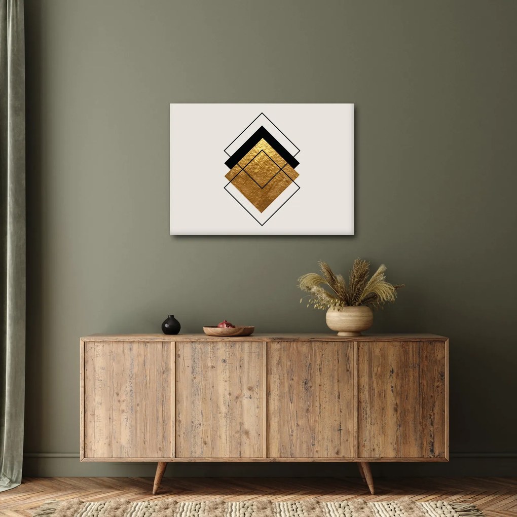 Obraz - Abstrakcia zlatá a biela N⁰1 (70x50 cm)