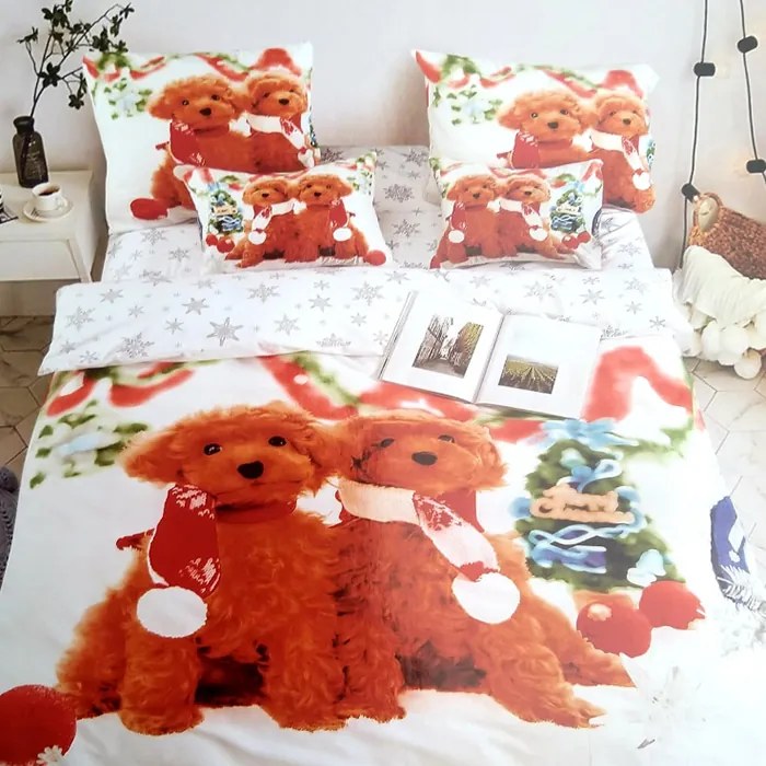 HOD Vianočné posteľné obliečky CHRISTMAS DOG 2 3 set 140x200cm