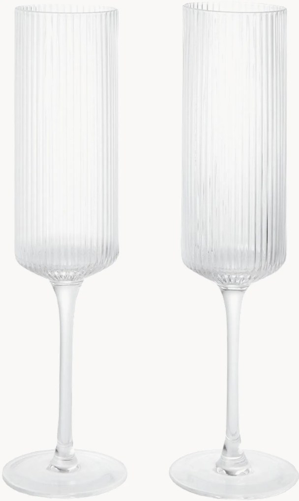 Ručne fúkané poháre na šampanské Ripple, 2 ks