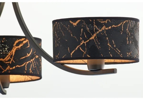 Jupiter 2106- Luster na reťazi ARTHUR 3xE27/15W/230V čierna/oranžová/mramorový dekor