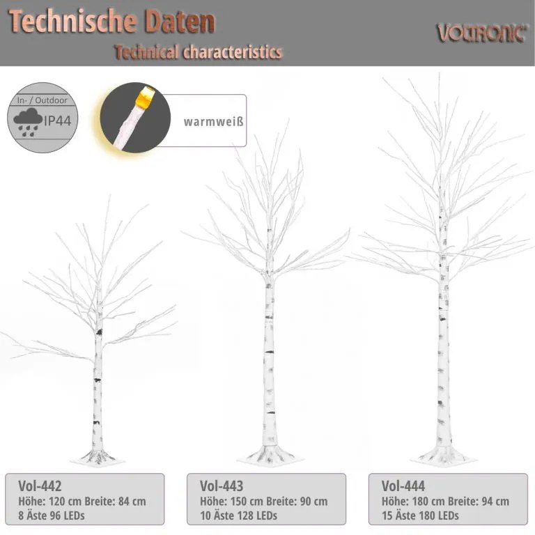 VOLTRONIC LED breza,8 funkcií s ovládačom,teplá biela,120 cm