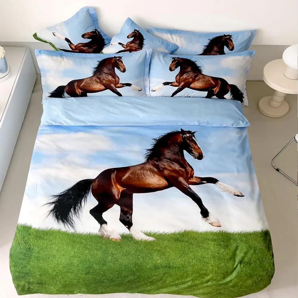 Bavlnené posteľné obliečky 7-dielne odtlačok koňa 202