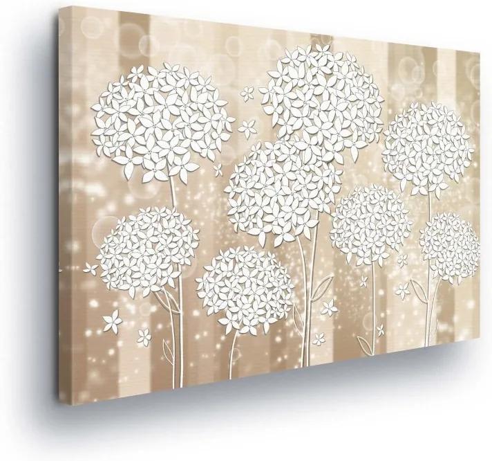 GLIX Obraz na plátne - White-leafed Flowers on Creamy Background 100x75 cm