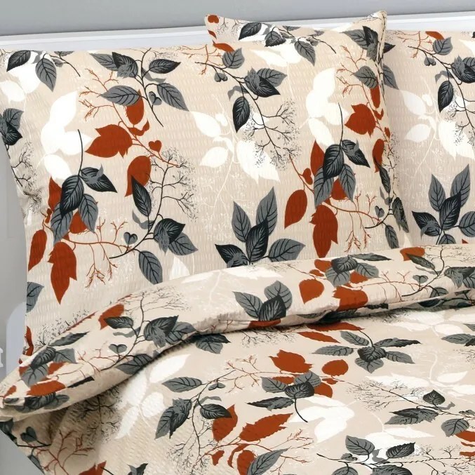 Bellatex Krepové obliečky Jesenné lístie, 140 x 200 cm, 70 x 90 cm, 140 x 200 cm, 70 x 90 cm