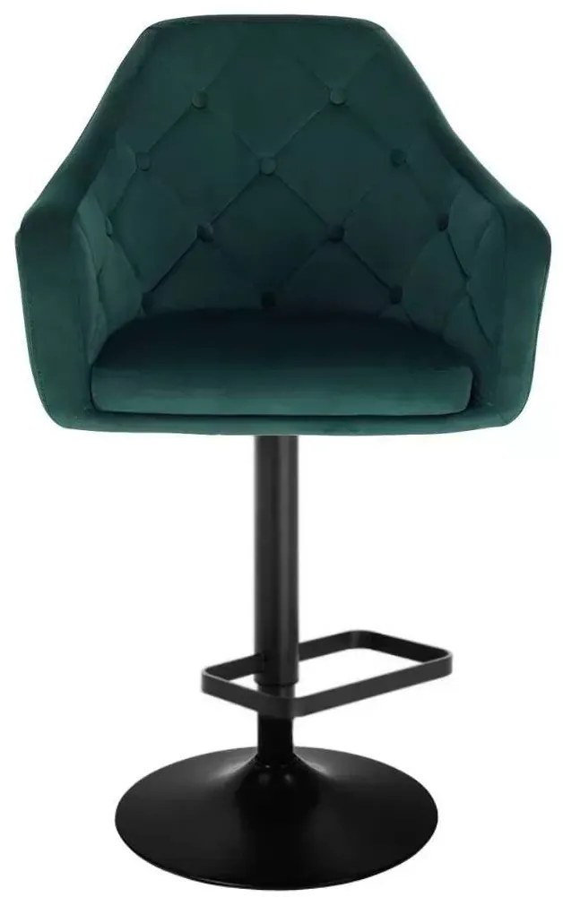 LuxuryForm DESIGN Barová stolička ANDORA VELUR na čiernom tanieri - zelená