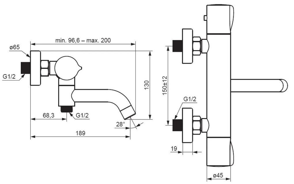 Vaňová a sprchová batéria AM.PM Hit FTA50000 termostat, chróm
