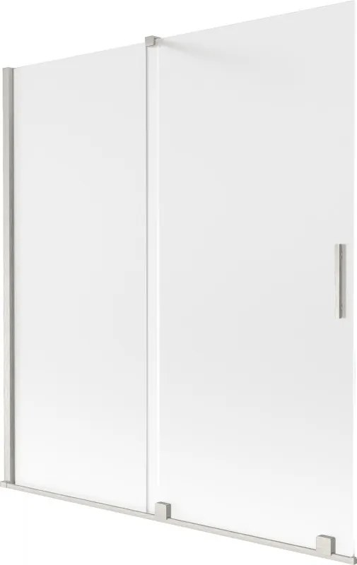 Mexen Velar, 2-krídlová posuvná vaňová zástena 150 x 150 cm, 8mm sklo námraza, brúsená oceľ, 896-150-000-31-97