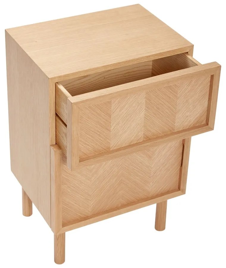 Nočný stolík z dubového dreva v prírodnej farbe Herringbone – Hübsch