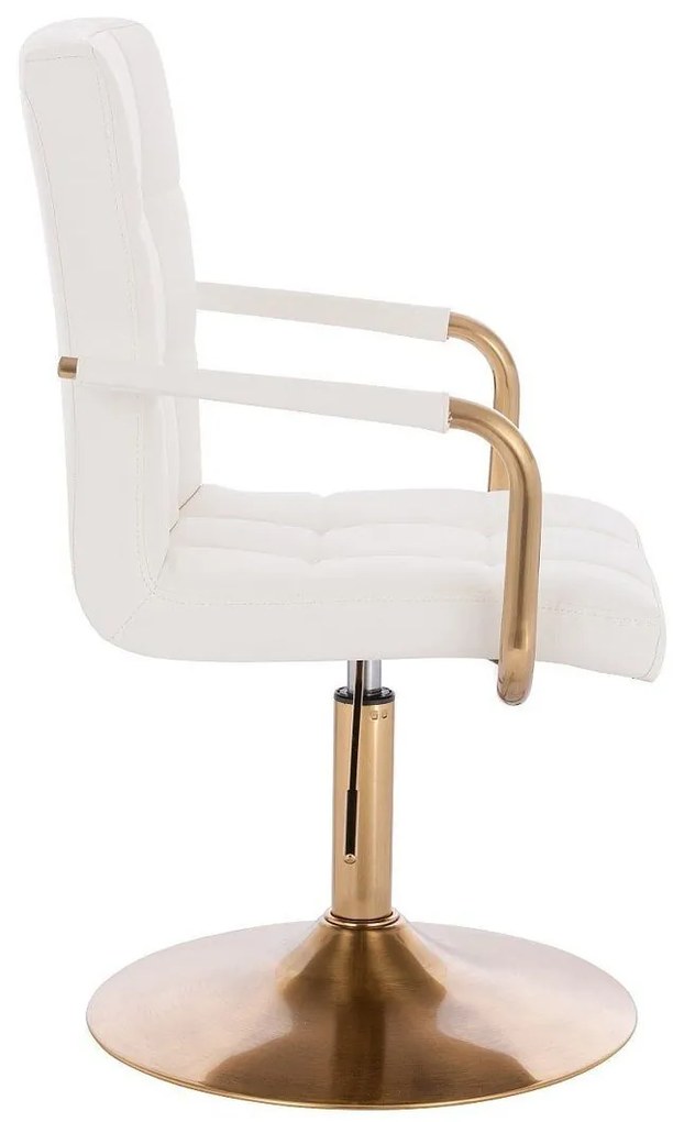 LuxuryForm DESIGN Otočná stolička VERONA GOLD na zlatom tanieri - biela