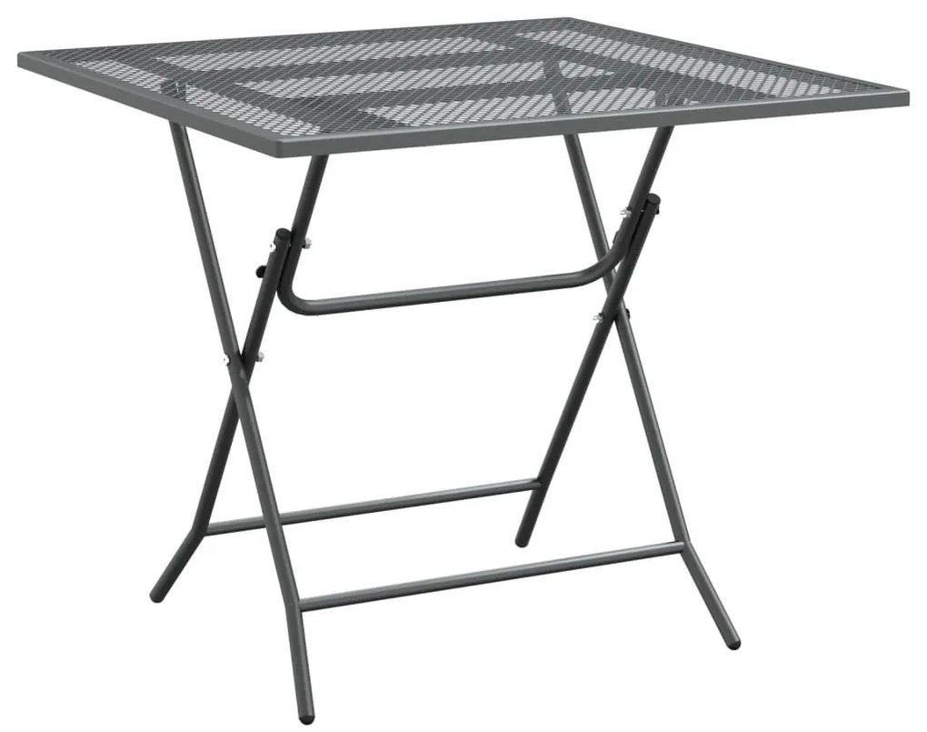 vidaXL Záhradný stôl 80x80x72 cm sieťovina expandovaný kov antracit