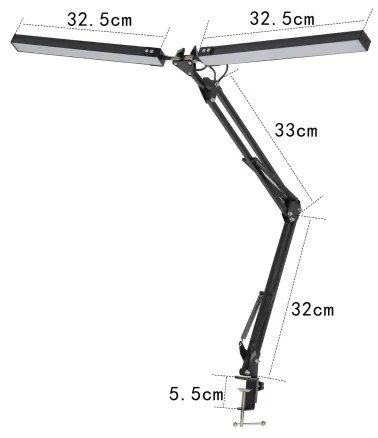 LED Stolná lampa s klipom 2xLED/10W/230V 2800-6800K