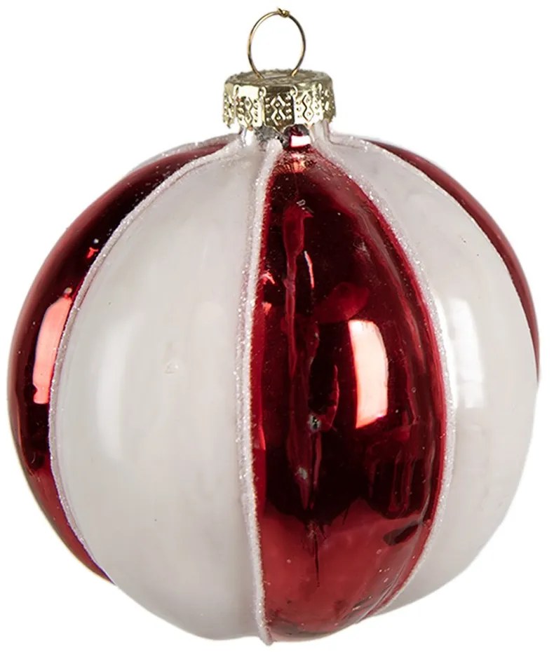 Vianočná červenobiela ozdoba - 8x8 cm