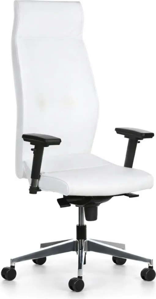 Kožené kancelárske kreslo MEGA, biela