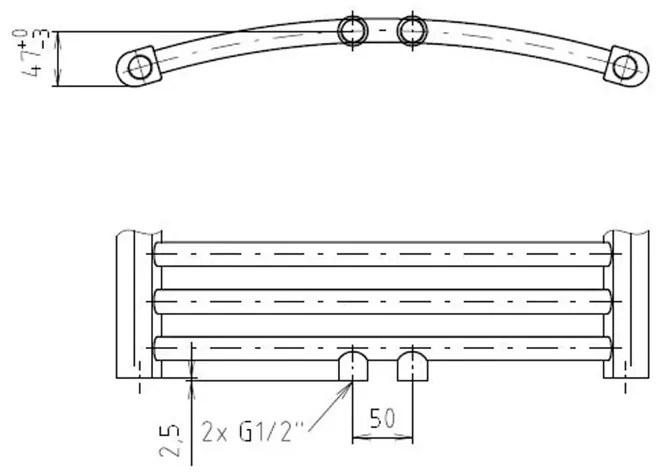 Mereo, Vykurovací rebrík 450x970 mm, oblý, biely, MER-MT31