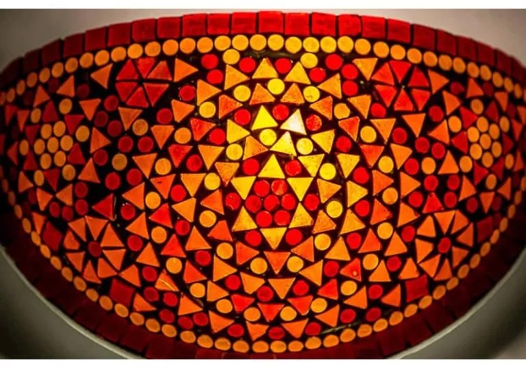 Turecká nástenná lampa s vypínačom Moon mozaika FIRE 30*17