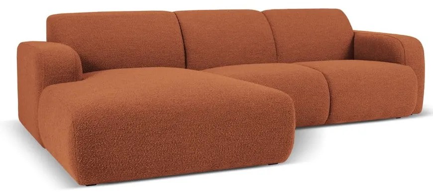 Hnedá rohová pohovka z textílie bouclé (ľavý roh) Molino – Micadoni Home