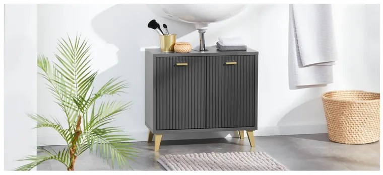 Livarno home Skrinka pod umývadlo vo zvlnenom vzhľade, antracitová (100378603)