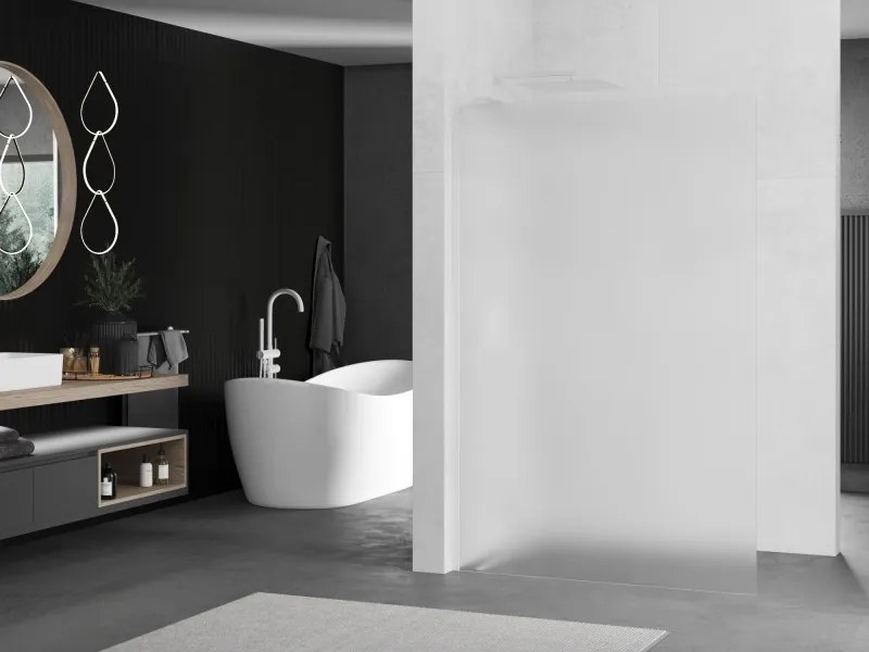 Mexen Kioto L, sprchová zástena Walk-In 80 x 200 cm, 8mm sklo námraza, biely profil, 800-080-103-20-30