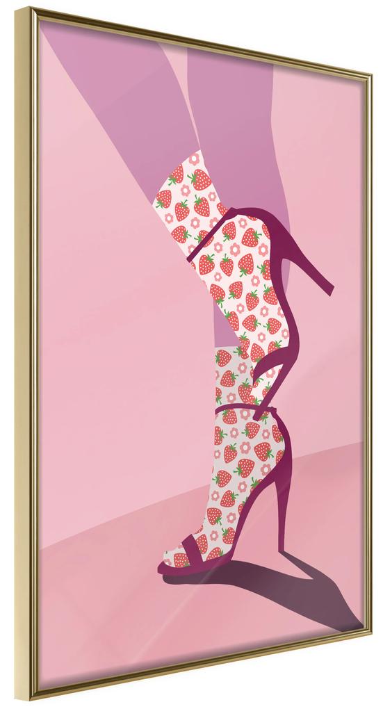 Artgeist Plagát - Strawberry Socks [Poster] Veľkosť: 30x45, Verzia: Zlatý rám