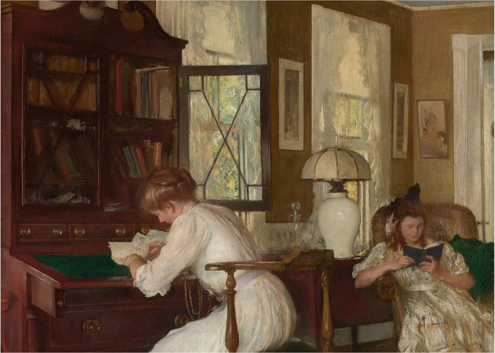 Sklenený obraz - Edmund Tarbell, Josephine and Mercie, reprodukcia (70x50 cm)