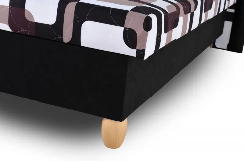Čalúnená manželská posteľ MAGDA, čierna vzor/ čierna (216/41)