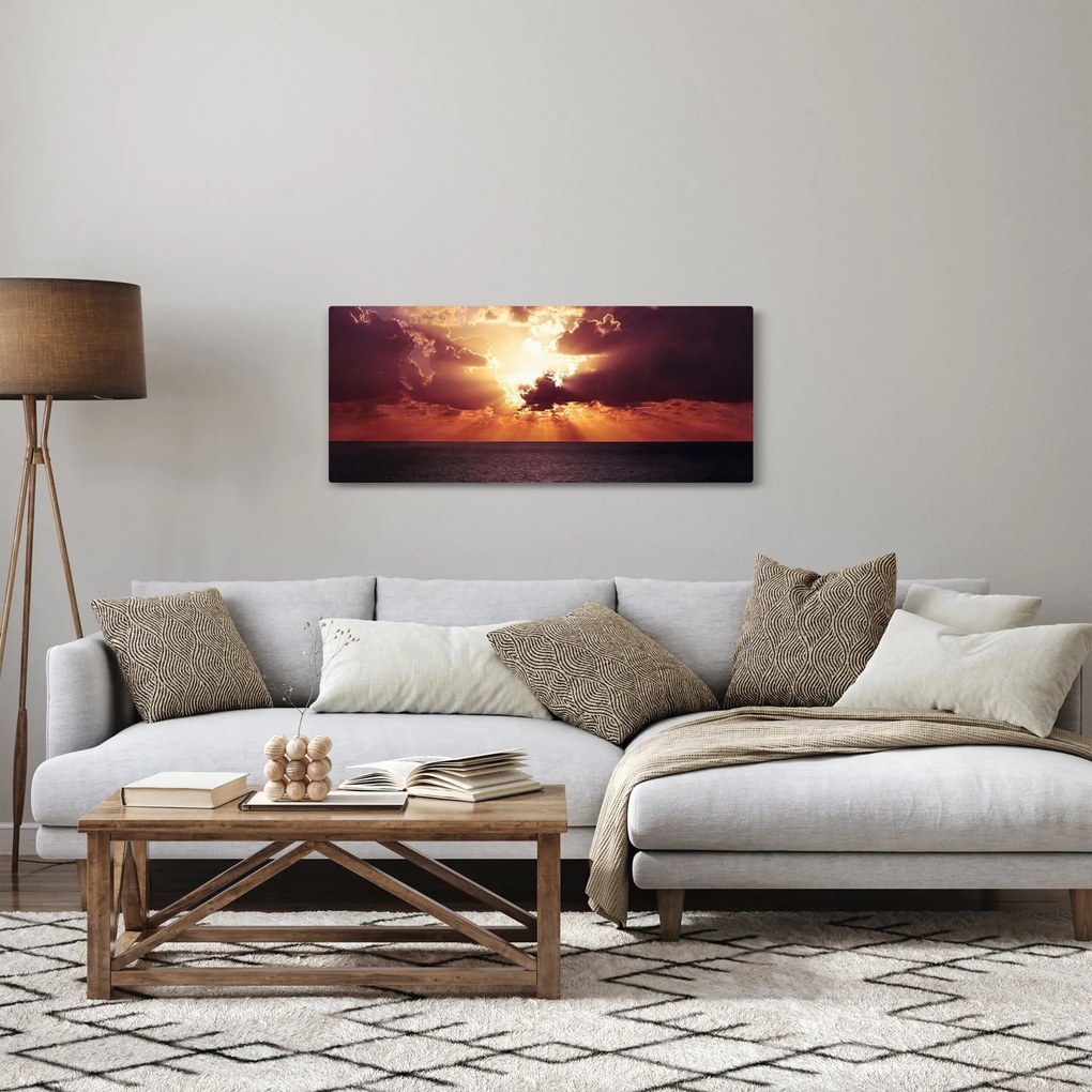 Obraz slnko za mrakmi (120x50 cm)