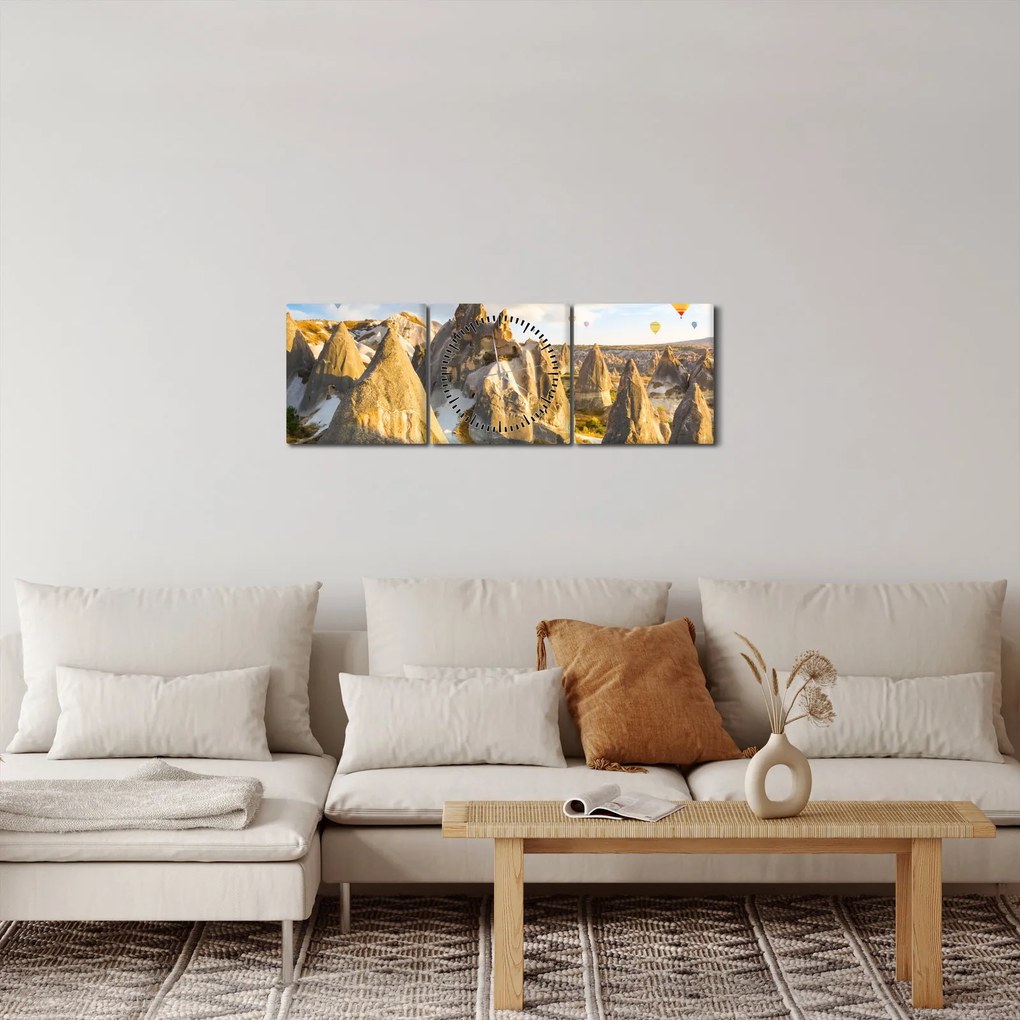 Obraz - Teplovzdušné balóny (s hodinami) (90x30 cm)