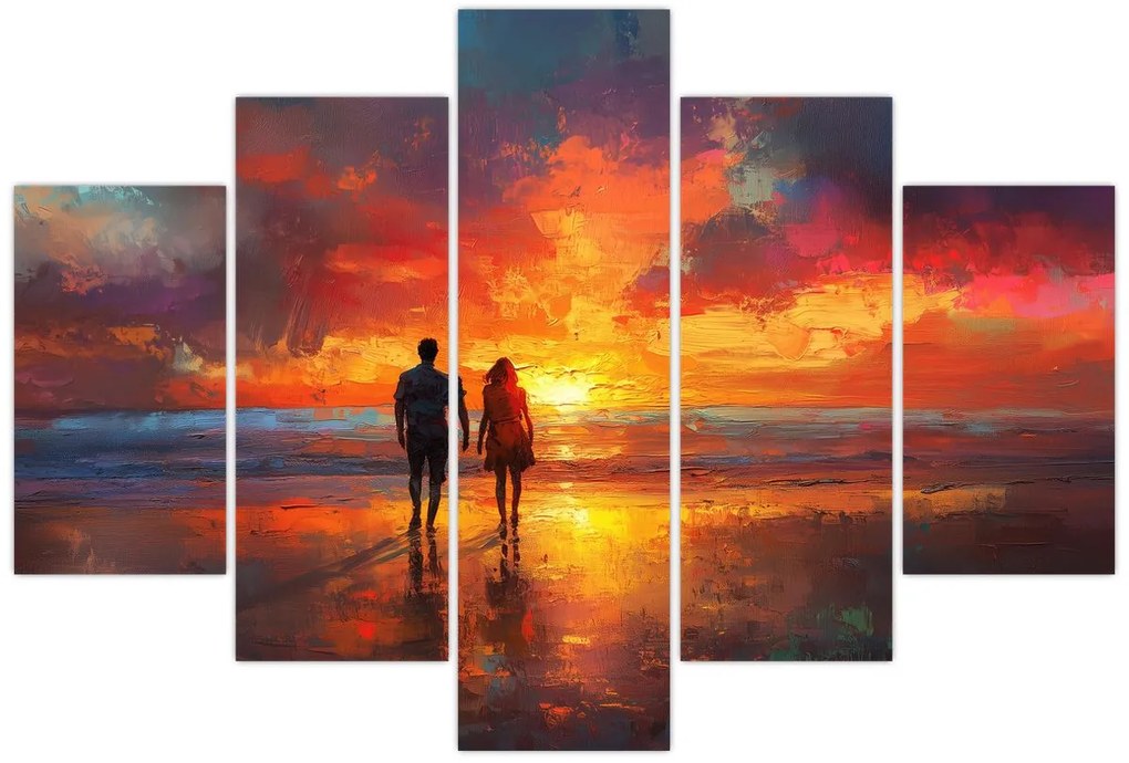 Obraz - Prechádzka na pláži (150x105 cm)