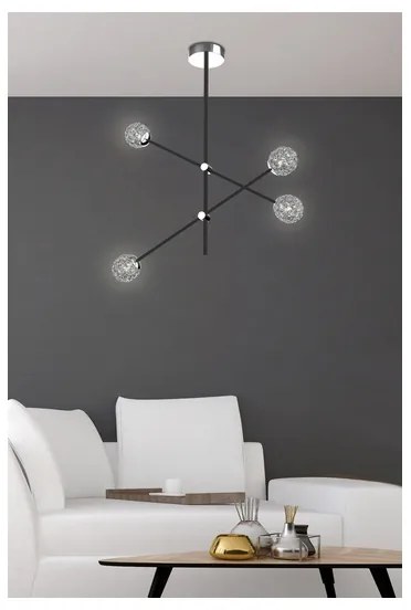 Luster na tyči PAKSOS 6xG9/5W/230V čierna