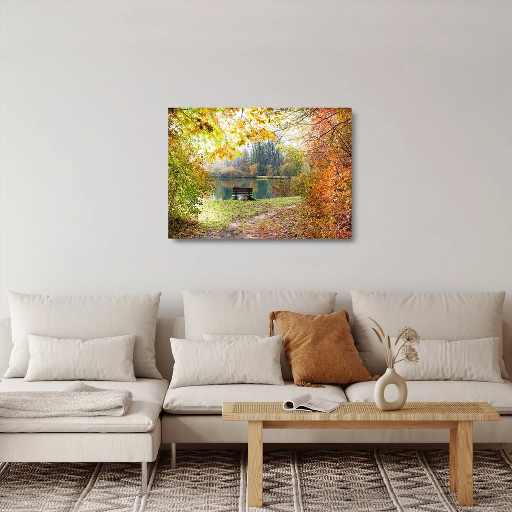 Sklenený obraz rybníka (70x50 cm)