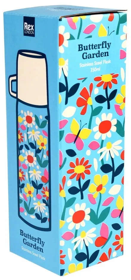 Modrá/krémová detská termoska 350 ml Butterfly Garden – Rex London