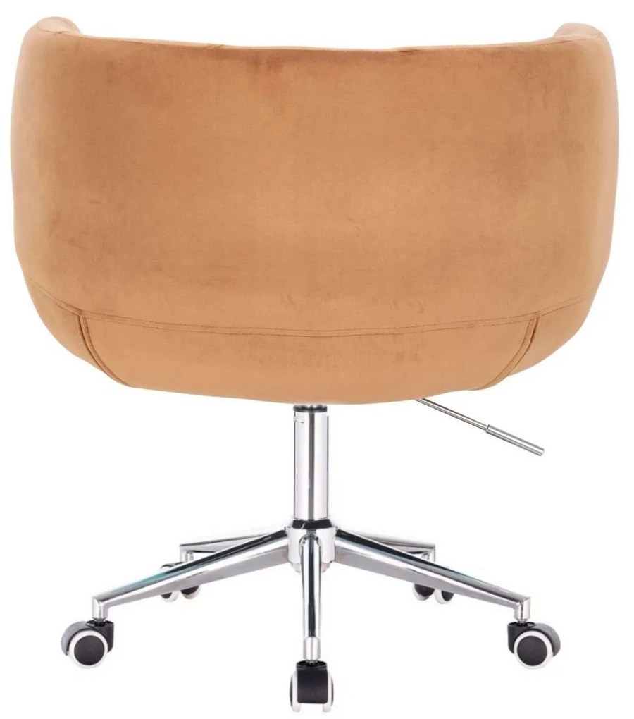 LuxuryForm DESIGN Kreslo MONTANA VELUR na striebornej podstave s kolieskami - hnedé