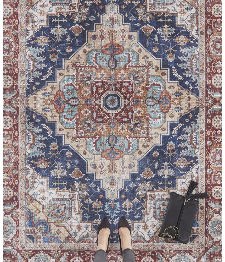 Tmavomodro-červený koberec Nouristan Sylla, 200 x 290 cm