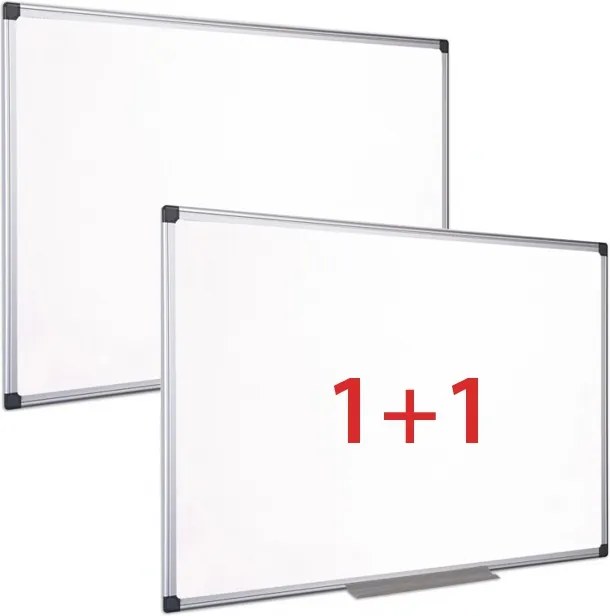 Biela popisovacia tabuľa na stenu, magnetická, 1200 x 900 mm, 1+1 ZADARMO