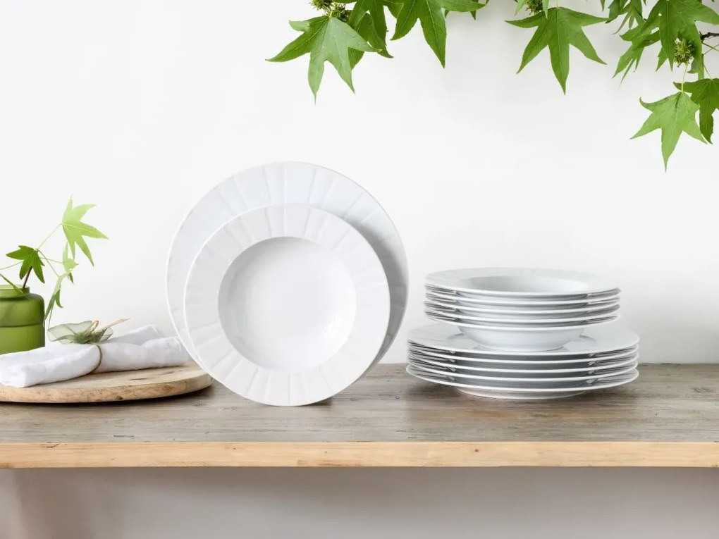 Jedálenský servis (12 dielov) Barcelona, biely