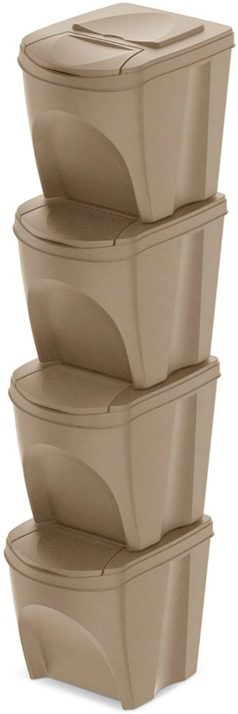 Prosperplast SORTIBOX ECO WOOD Sada 4 odpadkových košov 4x25l, naturo IKWB25S4W