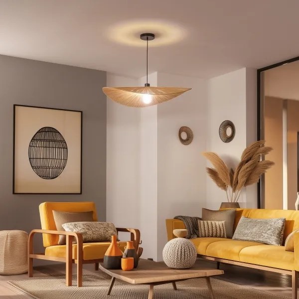 Brilagi - LED luster na lanku CERIA BOHO 1xE27/40W/230V, priemer 80 cm, rafia