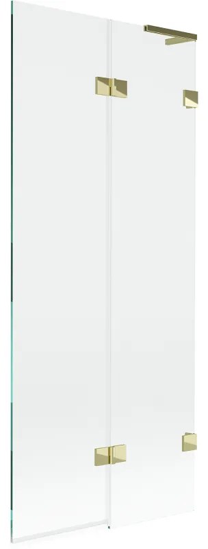 Mexen Lunar L, 2-krídlová vaňová zástena pravá 80 x 150 cm, číre sklo, zlatá lesklá, 897L-080-100-50-00-P