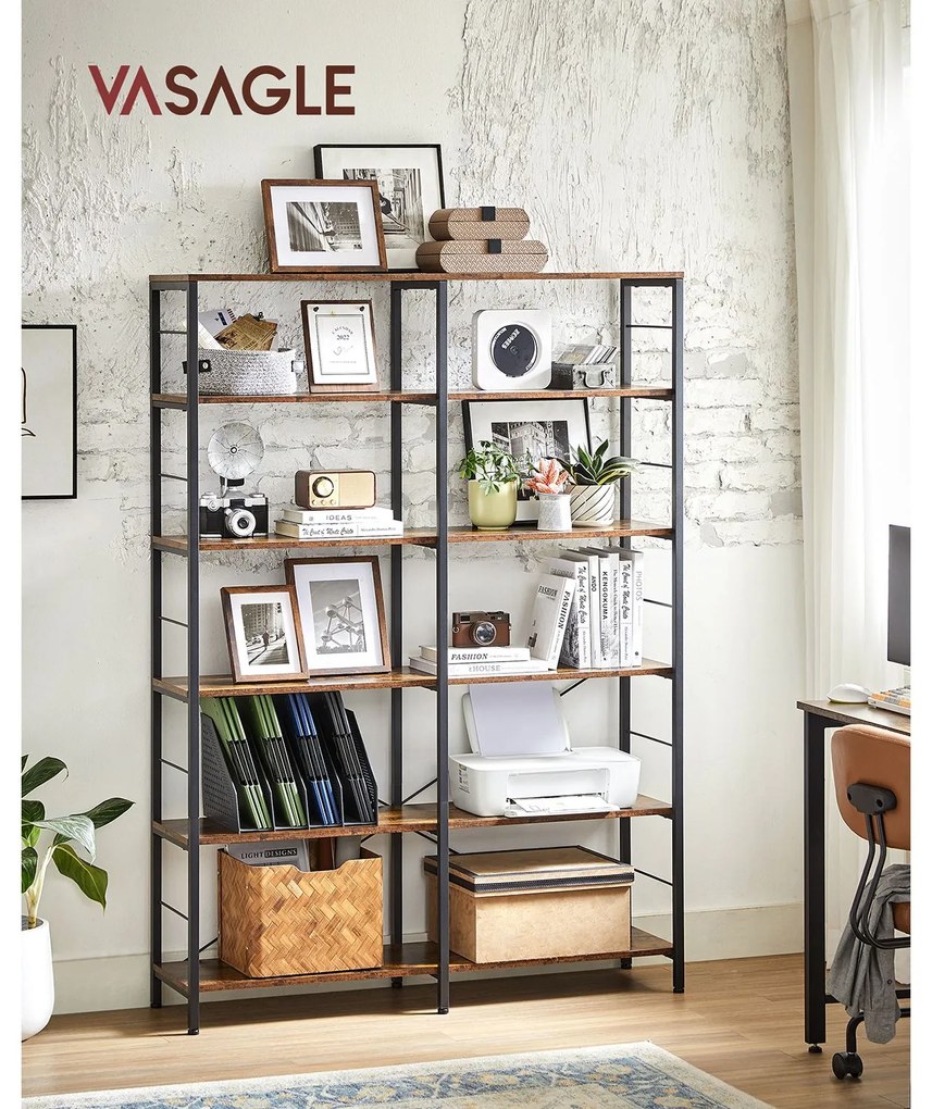 Knižnica Vasagle ORBIT hnedá/čierna