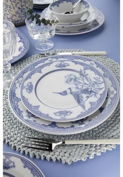 26-dielna jedálenská sada, biela/modrá, porcelán