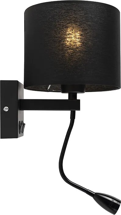 Moderná nástenná lampa čierna s čiernym tienidlom - Brescia