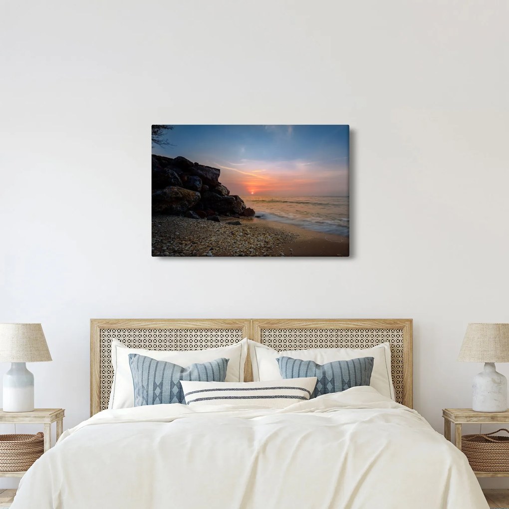 Obraz západu slnka na pláži (90x60 cm)