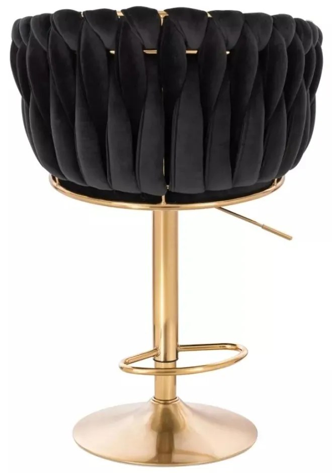 LuxuryForm DESIGN Barová stolička NORDEN VELUR na zlatom tanieri - čierná