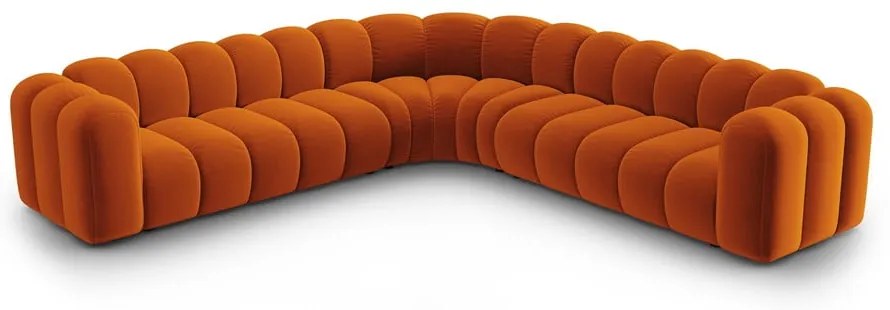 Zamatová modulárna rohová pohovka v tehlovej farbe Lupine – Micadoni