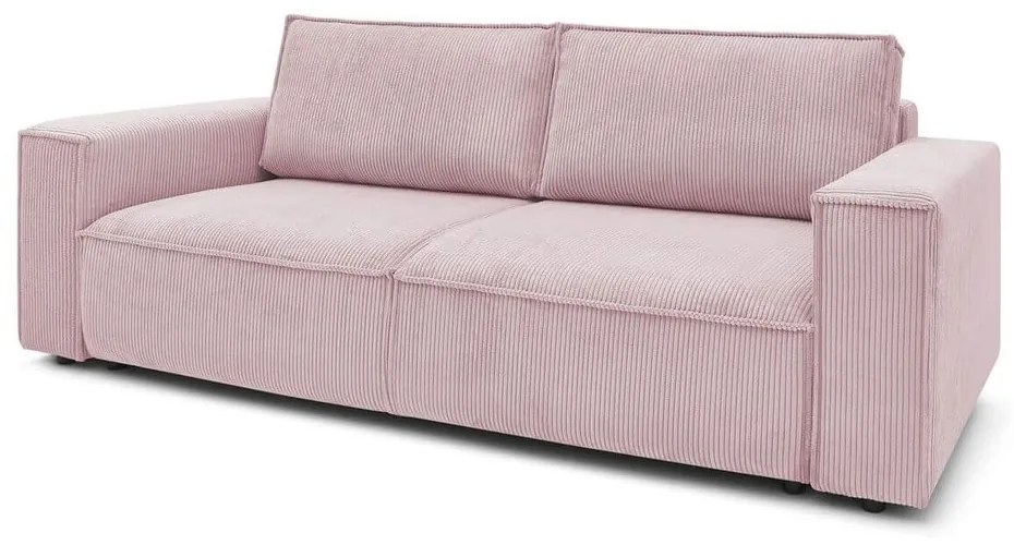 Svetloružová menčestrová rozkladacia pohovka Bobochic Paris Nihad, 245 cm
