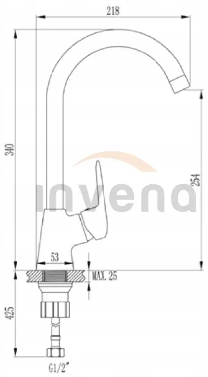 Invena Corso, stojanková drezová batéria s otočným ramenom, čierna, BZ-81-L04-X